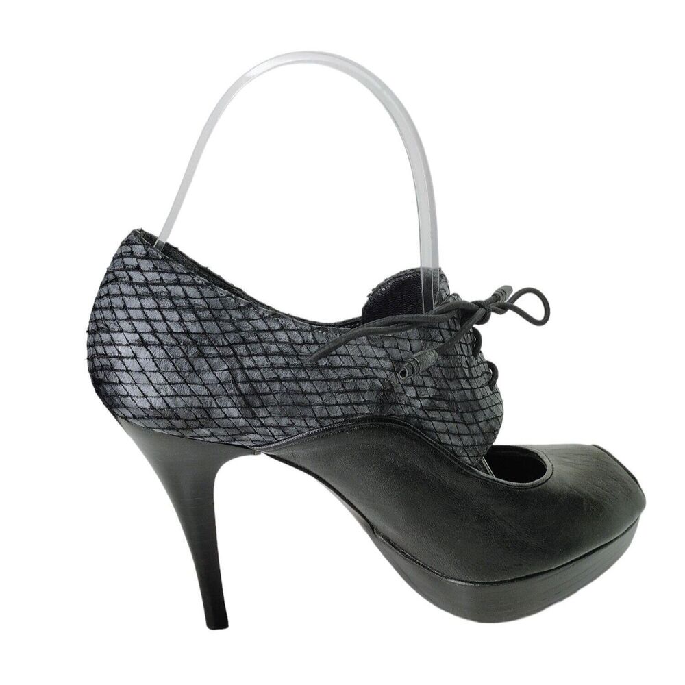 Stuart Weitzman Snake Leather Platform Peeptoe La… - image 7